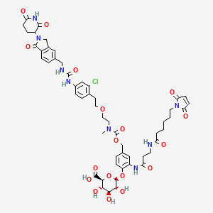 molecular formula C53H61ClN8O18 B12378336 MC-(|A-Ala)-PABC-(|A-D-GlcUA)-amide-PEG1-CH2-CC-885 