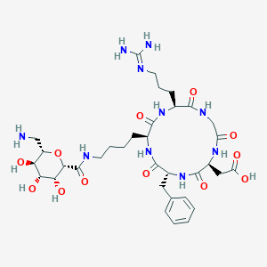 molecular formula C34H52N10O12 B12378410 2-[(2S,5R,8S,11S)-8-[4-[[(2S,3R,4R,5R,6S)-6-(aminomethyl)-3,4,5-trihydroxyoxane-2-carbonyl]amino]butyl]-5-benzyl-11-[3-(diaminomethylideneamino)propyl]-3,6,9,12,15-pentaoxo-1,4,7,10,13-pentazacyclopentadec-2-yl]acetic acid 