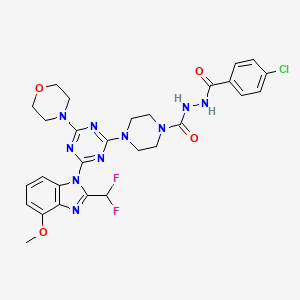 N'-(4-chlorobenzoyl)-4-[4-[2-(difluoromethyl)-4-methoxybenzimidazol-1-yl]-6-morpholin-4-yl-1,3,5-triazin-2-yl]piperazine-1-carbohydrazide