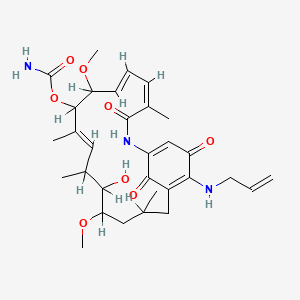 molecular formula C31H43N3O8 B1237848 [(4Z,6E,10E)-13-hydroxy-8,14-dimethoxy-4,10,12,16-tetramethyl-3,20,22-trioxo-19-(prop-2-enylamino)-2-azabicyclo[16.3.1]docosa-1(21),4,6,10,18-pentaen-9-yl] carbamate 