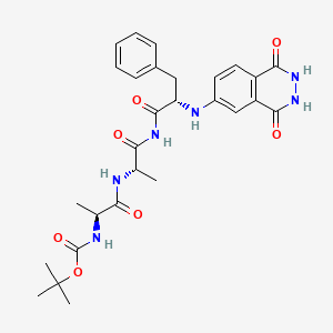 molecular formula C28H34N6O7 B1237853 Butyloxycarbonyl-alanyl-alanyl-phenylalanine-isoluminolamide CAS No. 77303-12-9