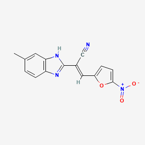 molecular formula C15H10N4O3 B1237857 5-甲基-α-((5-硝基-2-呋喃基)亚甲基)-1H-苯并咪唑-2-乙腈 CAS No. 57319-83-2