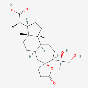 molecular formula C25H40O6 B12378612 (2S)-2-[(3R,3aR,5aR,7R,8S,10aS,10bS)-8-[(2R)-1,2-dihydroxypropan-2-yl]-3a,10b-dimethyl-5'-oxospiro[2,3,4,5,5a,6,8,9,10,10a-decahydro-1H-cyclohepta[e]indene-7,2'-oxolane]-3-yl]propanoic acid 