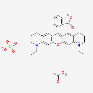 Acetic acid;2-(6,20-diethyl-2-oxa-20-aza-6-azoniapentacyclo[12.8.0.03,12.05,10.016,21]docosa-1(14),3,5,10,12,15,21-heptaen-13-yl)benzoic acid;perchlorate