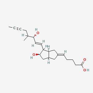 molecular formula C22H32O4 B1237867 (5E)-5-[(3aS,5R,6aS)-5-hydroxy-4-[(E,3S)-3-hydroxy-4-methyloct-1-en-6-ynyl]-3,3a,4,5,6,6a-hexahydro-1H-pentalen-2-ylidene]pentanoic acid 