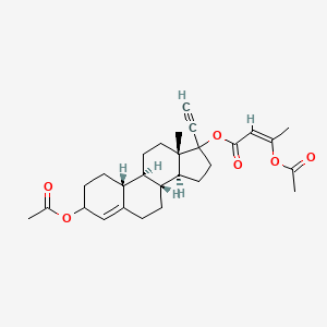 molecular formula C28H36O6 B1237872 [(8R,9S,10R,13S,14S)-3-acetyloxy-17-ethynyl-13-methyl-2,3,6,7,8,9,10,11,12,14,15,16-dodecahydro-1H-cyclopenta[a]phenanthren-17-yl] (Z)-3-acetyloxybut-2-enoate 