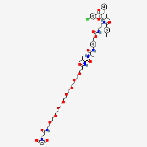 molecular formula C73H96ClN7O19 B12378851 [4-[[(2S)-2-[[(2S)-2-[3-[2-[2-[2-[2-[2-[2-[2-[2-[3-(2,5-dioxopyrrol-1-yl)propanoylamino]ethoxy]ethoxy]ethoxy]ethoxy]ethoxy]ethoxy]ethoxy]ethoxy]propanoylamino]-3-methylbutanoyl]amino]propanoyl]amino]phenyl]methyl N-[3-[[1-(3-benzyl-7-chloro-4-oxochromen-2-yl)-2-methylpropyl]-(4-methylbenzoyl)amino]propyl]carbamate 