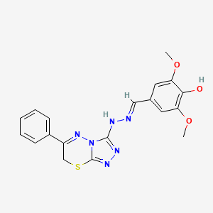 2,6-dimethoxy-4-[(E)-[(6-phenyl-7H-[1,2,4]triazolo[3,4-b][1,3,4]thiadiazin-3-yl)hydrazinylidene]methyl]phenol