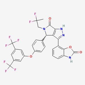 7-[(4S)-4-[4-[3,5-bis(trifluoromethyl)phenoxy]phenyl]-5-(2,2-difluoropropyl)-6-oxo-1,4-dihydropyrrolo[3,4-c]pyrazol-3-yl]-3H-1,3-benzoxazol-2-one