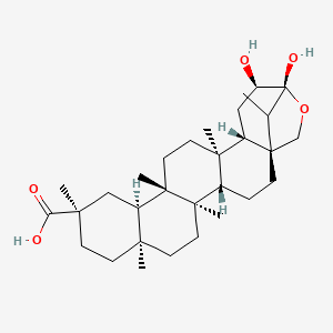 molecular formula C30H48O5 B12379117 (1R,4S,5R,8S,11R,13R,14S,17R,18S,20R,21R)-20,21-dihydroxy-5,8,11,14,17,24-hexamethyl-22-oxahexacyclo[19.2.1.01,18.04,17.05,14.08,13]tetracosane-11-carboxylic acid 