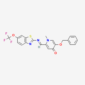 molecular formula C22H16F3N3O3S B12379224 1-methyl-5-phenylmethoxy-2-[(E)-[6-(trifluoromethoxy)-1,3-benzothiazol-2-yl]iminomethyl]pyridin-4-one 