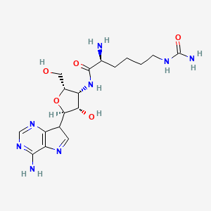 (2S)-2-amino-N-[(2S,3R,4S,5R)-5-(4-amino-7H-pyrrolo[3,2-d]pyrimidin-7-yl)-4-hydroxy-2-(hydroxymethyl)oxolan-3-yl]-6-(carbamoylamino)hexanamide