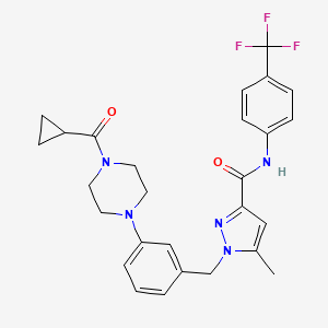 molecular formula C27H28F3N5O2 B12379429 1-[[3-[4-(cyclopropanecarbonyl)piperazin-1-yl]phenyl]methyl]-5-methyl-N-[4-(trifluoromethyl)phenyl]pyrazole-3-carboxamide 