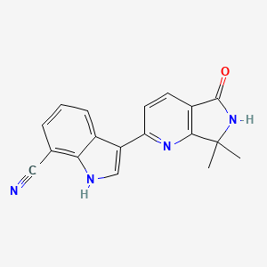 molecular formula C18H14N4O B12379451 3-(7,7-dimethyl-5-oxo-6,7-dihydro-5H-pyrrolo[3,4-b]pyridin-2-yl)-1H-indole-7-carbonitrile 