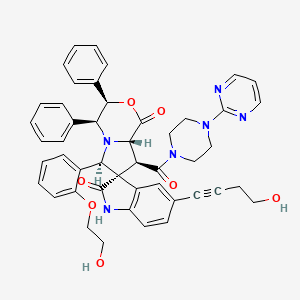 molecular formula C47H44N6O7 B1237946 (3R,3'R,4'S,6'R,8'S,8'aS)-5-(4-hydroxybut-1-ynyl)-6'-[2-(2-hydroxyethoxy)phenyl]-8'-[oxo-[4-(2-pyrimidinyl)-1-piperazinyl]methyl]-3',4'-diphenylspiro[1H-indole-3,7'-4,6,8,8a-tetrahydro-3H-pyrrolo[2,1-c][1,4]oxazine]-1',2-dione 