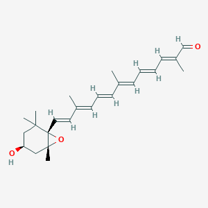 molecular formula C25H34O3 B1237951 (3S,5R,6S)-5,6-epoxy-3-hydroxy-5,6-dihydro-12'-apo-beta-caroten-12'-al 