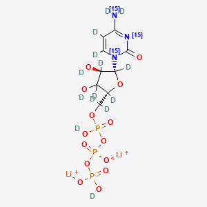 molecular formula C9H14Li2N3O14P3 B12379537 Cytidine-5'-triphosphate-15N3,d14 (dilithium) 