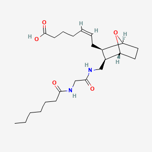 molecular formula C23H38N2O5 B1237960 3-((((-Oxoheptyl)amino)acetyl)amino)methyl-7-oxobicyclo(2.2.1)hept-2-yl-5-heptenoic acid CAS No. 107332-47-8