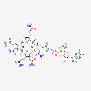 molecular formula C63H88CoN14O14P B1237977 钴胺酰胺、异氰化物、二氢磷酸（食子）、内盐，与 5,6-二甲基-1-α-D-核糖呋喃糖基-1H-苯并咪唑的 3'-酯 CAS No. 89138-85-2