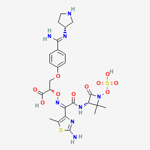 (2S)-2-[(Z)-[1-(2-amino-5-methyl-1,3-thiazol-4-yl)-2-[[(3S)-2,2-dimethyl-4-oxo-1-sulfooxyazetidin-3-yl]amino]-2-oxoethylidene]amino]oxy-3-[4-[N'-[(3R)-pyrrolidin-3-yl]carbamimidoyl]phenoxy]propanoic acid