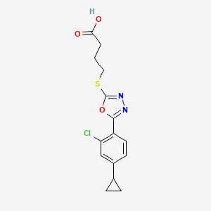 molecular formula C15H15ClN2O3S B12380126 4-((5-(2-Chloro-4-cyclopropylphenyl)-1,3,4-oxadiazol-2-yl)thio)butanoic acid 