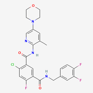 molecular formula C25H22ClF3N4O3 B12380136 4-chloro-1-N-[(3,4-difluorophenyl)methyl]-6-fluoro-3-N-(3-methyl-5-morpholin-4-ylpyridin-2-yl)benzene-1,3-dicarboxamide 