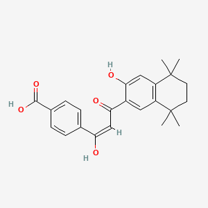 molecular formula C24H26O5 B12380236 4-[(E)-1-hydroxy-3-(3-hydroxy-5,5,8,8-tetramethyl-6,7-dihydronaphthalen-2-yl)-3-oxoprop-1-enyl]benzoic acid 