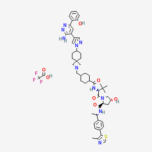 molecular formula C54H67F3N10O7S B12380325 (2S,4R)-1-[(2S)-2-[[4-[[7-[4-[3-amino-6-(2-hydroxyphenyl)pyridazin-4-yl]pyrazol-1-yl]-2-azaspiro[3.5]nonan-2-yl]methyl]cyclohexanecarbonyl]amino]-3,3-dimethylbutanoyl]-4-hydroxy-N-[(1S)-1-[4-(4-methyl-1,3-thiazol-5-yl)phenyl]ethyl]pyrrolidine-2-carboxamide;2,2,2-trifluoroacetic acid 