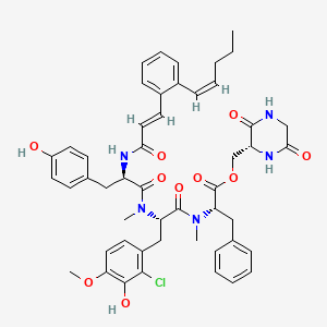 [(2R)-3,6-dioxopiperazin-2-yl]methyl (2S)-2-[[(2S)-3-(2-chloro-3-hydroxy-4-methoxyphenyl)-2-[[(2R)-3-(4-hydroxyphenyl)-2-[[(E)-3-[2-[(Z)-pent-1-enyl]phenyl]prop-2-enoyl]amino]propanoyl]-methylamino]propanoyl]-methylamino]-3-phenylpropanoate