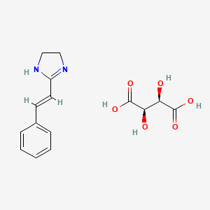 molecular formula C15H18N2O6 B1238037 (2R,3R)-2,3-Dihydroxybutanedioic acid;2-[(E)-2-phenylethenyl]-4,5-dihydro-1H-imidazole CAS No. 65295-26-3