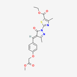 molecular formula C21H21N3O6S B1238041 ethyl 2-{(4E)-4-[4-(2-methoxy-2-oxoethoxy)benzylidene]-3-methyl-5-oxo-4,5-dihydro-1H-pyrazol-1-yl}-4-methyl-1,3-thiazole-5-carboxylate 