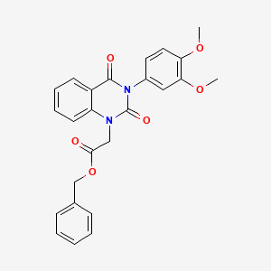 2-[3-(3,4-Dimethoxyphenyl)-2,4-dioxo-1-quinazolinyl]acetic acid (phenylmethyl) ester
