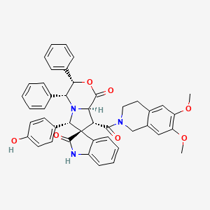 molecular formula C44H39N3O7 B1238044 (3S,3'S,4'R,6'S,8'R,8'aR)-8'-[(6,7-dimethoxy-3,4-dihydro-1H-isoquinolin-2-yl)-oxomethyl]-6'-(4-hydroxyphenyl)-3',4'-diphenylspiro[1H-indole-3,7'-4,6,8,8a-tetrahydro-3H-pyrrolo[2,1-c][1,4]oxazine]-1',2-dione 