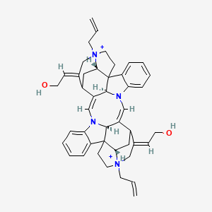 molecular formula C44H50N4O2+2 B1238049 (2E)-2-[(9Z,13S,25Z,33S,35S,36S,38E)-38-(2-hydroxyethylidene)-14,30-bis(prop-2-enyl)-8,24-diaza-14,30-diazoniaundecacyclo[25.5.2.211,14.11,26.110,17.02,7.013,17.018,23.030,33.08,35.024,36]octatriaconta-2,4,6,9,18,20,22,25-octaen-28-ylidene]ethanol 