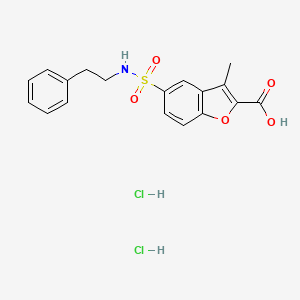 3-methyl-5-(2-phenylethylsulfamoyl)-1-benzofuran-2-carboxylic acid;dihydrochloride