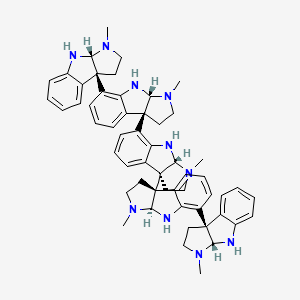 (3aR,8bR)-5-[(3aR,8bR)-5-[(3aR,8bR)-3-methyl-1,2,3a,4-tetrahydropyrrolo[2,3-b]indol-8b-yl]-3-methyl-1,2,3a,4-tetrahydropyrrolo[2,3-b]indol-8b-yl]-8b-[(3aS,8bS)-5-[(3aR,8bR)-3-methyl-1,2,3a,4-tetrahydropyrrolo[2,3-b]indol-8b-yl]-3-methyl-1,2,3a,4-tetrahydropyrrolo[2,3-b]indol-8b-yl]-3-methyl-1,2,3a,4-tetrahydropyrrolo[2,3-b]indole