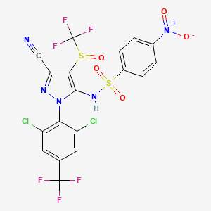 molecular formula C18H7Cl2F6N5O5S2 B12380569 N-[5-cyano-2-[2,6-dichloro-4-(trifluoromethyl)phenyl]-4-(trifluoromethylsulfinyl)pyrazol-3-yl]-4-nitrobenzenesulfonamide 