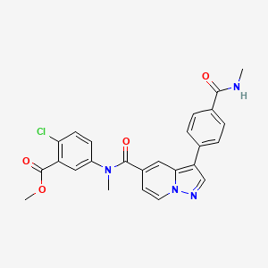 molecular formula C25H21ClN4O4 B12380597 Methyl 2-chloro-5-[methyl-[3-[4-(methylcarbamoyl)phenyl]pyrazolo[1,5-a]pyridine-5-carbonyl]amino]benzoate 