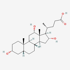 molecular formula C24H40O5 B1238066 3α,12α,16α-三羟基-5β-胆烷-24-酸 