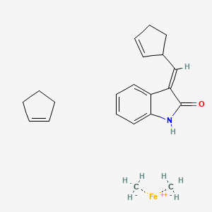 molecular formula C21H27FeNO B12380713 carbanide;cyclopentene;(3E)-3-(cyclopent-2-en-1-ylmethylidene)-1H-indol-2-one;iron(2+) 