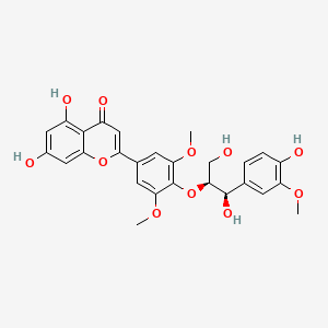 molecular formula C27H26O11 B1238078 (-)-(7''R,8''S)-4'',5,7-三羟基-3',3'',5'-三甲氧基-4',8''-氧黄烷木脂素-7'',9''-二醇 