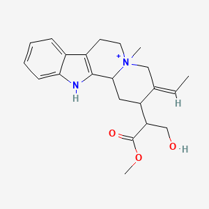 molecular formula C22H29N2O3+ B1238091 Corynanium, 19,20-didehydro-16-(hydroxymethyl)-17-methoxy-4-methyl-17-oxo-, (4alpha,19E)- CAS No. 69306-89-4