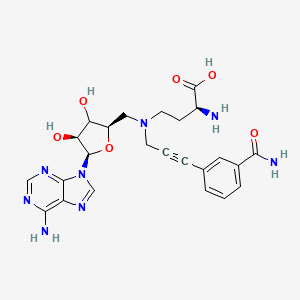 molecular formula C24H28N8O6 B12380919 (2S)-2-amino-4-[[(2R,4S,5R)-5-(6-aminopurin-9-yl)-3,4-dihydroxyoxolan-2-yl]methyl-[3-(3-carbamoylphenyl)prop-2-ynyl]amino]butanoic acid 