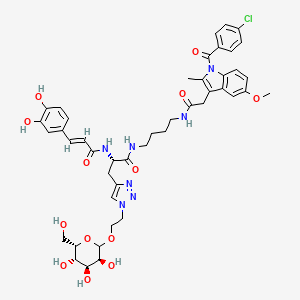 (2S)-N-[4-[[2-[1-(4-chlorobenzoyl)-5-methoxy-2-methylindol-3-yl]acetyl]amino]butyl]-2-[[(E)-3-(3,4-dihydroxyphenyl)prop-2-enoyl]amino]-3-[1-[2-[(3S,4S,5S,6S)-3,4,5-trihydroxy-6-(hydroxymethyl)oxan-2-yl]oxyethyl]triazol-4-yl]propanamide