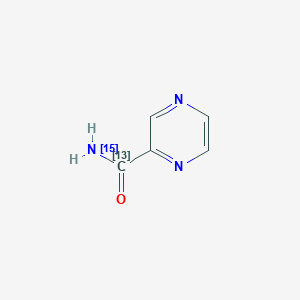 molecular formula C5H5N3O B12380957 Pyrazinamide-13C,15N 