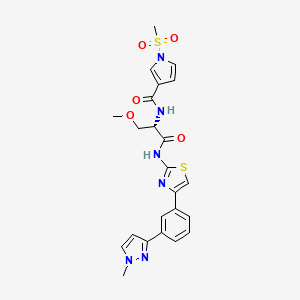 molecular formula C23H24N6O5S2 B12380974 N-[(2S)-3-methoxy-1-[[4-[3-(1-methylpyrazol-3-yl)phenyl]-1,3-thiazol-2-yl]amino]-1-oxopropan-2-yl]-1-methylsulfonylpyrrole-3-carboxamide 