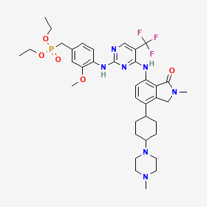 Diethyl (3-methoxy-4-{[4-({2-methyl-7-[trans-4-(4-methylpiperazin-1-yl)cyclohexyl]-3-oxo-2,3-dihydro-1H-isoindol-4-yl}amino)-5-(trifluoromethyl)pyrimidin-2-yl]amino}benzyl)phosphonate