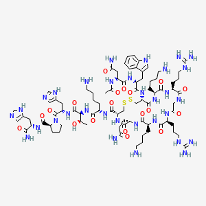 (2S)-2-acetamido-N-[(2S)-1-[[(4R,7S,10S,13S,19S,22S,25R)-4-[[(2S)-6-amino-1-[[(2S,3R)-1-[[(2S)-1-[(2S)-2-[[(2S)-1-amino-3-(1H-imidazol-5-yl)-1-oxopropan-2-yl]carbamoyl]pyrrolidin-1-yl]-3-(1H-imidazol-5-yl)-1-oxopropan-2-yl]amino]-3-hydroxy-1-oxobutan-2-yl]amino]-1-oxohexan-2-yl]carbamoyl]-10,22-bis(4-aminobutyl)-7-(3-amino-3-oxopropyl)-13,19-bis(3-carbamimidamidopropyl)-6,9,12,15,18,21,24-heptaoxo-1,2-dithia-5,8,11,14,17,20,23-heptazacyclohexacos-25-yl]amino]-3-(1H-indol-3-yl)-1-oxopropan-2-yl]butanediamide