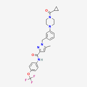 molecular formula C27H28F3N5O3 B12381166 1-[[3-[4-(cyclopropanecarbonyl)piperazin-1-yl]phenyl]methyl]-5-methyl-N-[4-(trifluoromethoxy)phenyl]pyrazole-3-carboxamide 