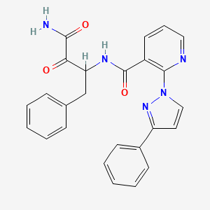 N-(4-amino-3,4-dioxo-1-phenylbutan-2-yl)-2-(3-phenylpyrazol-1-yl)pyridine-3-carboxamide